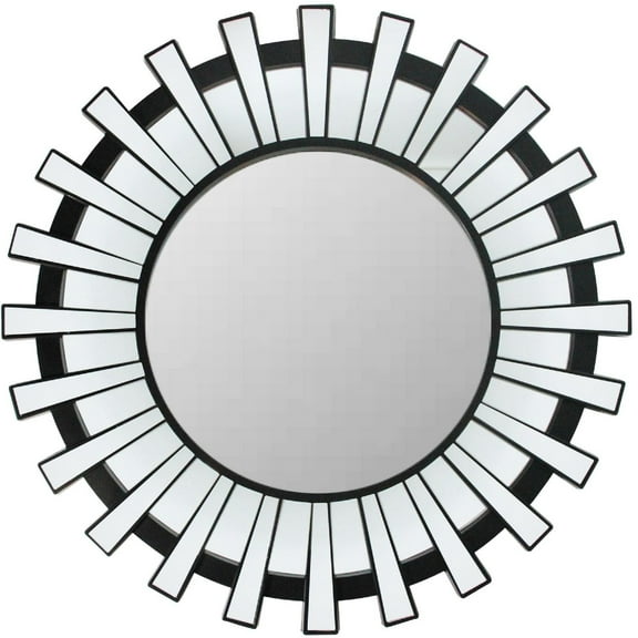 25.5" Black Sunburst Round Wall Mounted Mirror