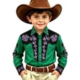 thumbnail image 4 of Boys T Shirts Lapel Cartoon Print Long Sleeve Button Down Shirt for Denim Boys' Tops Tees Shirts Green 4 Years-5 Years, 4 of 4