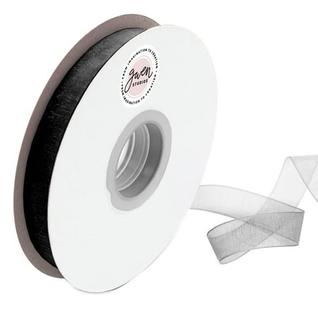 UPC: 0810056347116 | Black Sheer Organza Ribbon for Crafts and Gift Wrap  5/8  x 100 Yards by Gwen Studios
