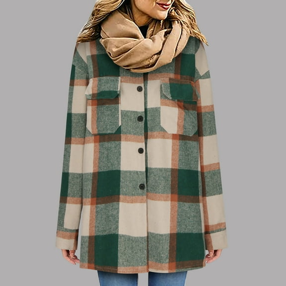 AOOCHASLIY Black and Friday Women Coat Christmas Gift Fashion Women Casual Long Sleeve Plush Single-Breasted Long Coat Tops Blouse Coat