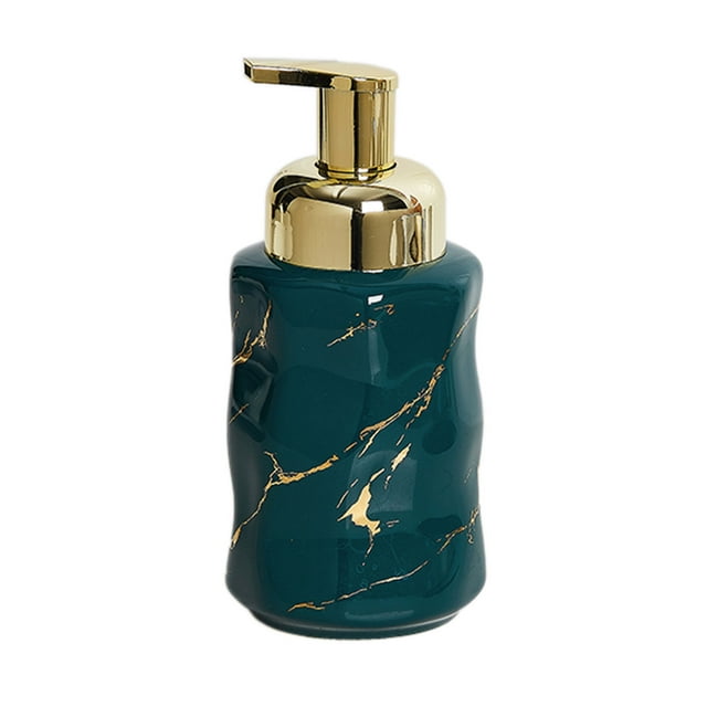 Qeeadeea Marble Ceramic Foaming Soap Dispenser, Foam Soap Dispenser With Gold Pump, Hand Foaming Dispenser, For Barthroom Kitchen-green-round
