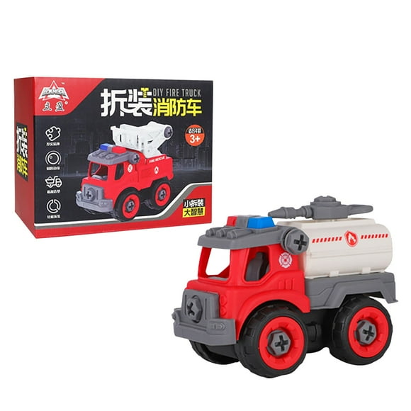 Dvkptbk Ensemble de Jouets Véhicule Assemblé Camion de Pompier Désassemblé avec Tournevis