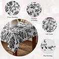 thumbnail image 5 of Black Flower Table Cloth Waterproof Tablecloths, Vintage Farmhouse Boho Leaf Spring Plant Tablecloth Dining Table Cover for Kitchen Party Tabletop Outdoor, Rectangle Tablecloth 54x108 Inch, 5 of 9