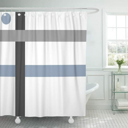Cynlon Geometric Black Gray Blue White, Nautica Shower Curtains