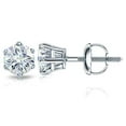 thumbnail image 1 of 14k White Gold Round Moissanite Stud Earrings (2ct TGW, 6.5mm, J-K) 6-Prong Set, Screw-Back by Diamond Wish, 1 of 3