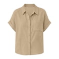 thumbnail image 7 of Annhoo Button down Shirts for Women Summer Casual Short Sleeve Collared Blouses Plus Size Loose Tops with Pockets, 7 of 7