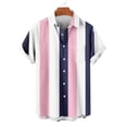 thumbnail image 2 of Aursykel Big and Tall Shirt for Men Comfortable Button down Striped Tees Shirts Mens Collared Short Sleeve Tops, 2 of 6
