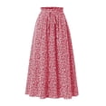 thumbnail image 6 of oqasdz Floral Prints Midi Skirt Boho Flowy Elastic High Waist A Line Skirt Bow Linen Flared Summer Beach Long Skirts for Women with Pockets, 6 of 6