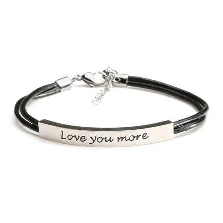 Catalog Clics Women S Love You More Bracelet Stainless Steel Women S Love You More Bracelet Stainless Steel With Leather Cord