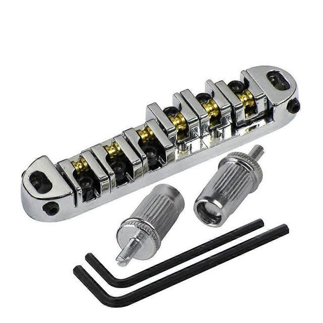 Chrome Metal Plated Roller Saddle Tune-O-Matic Bridge for Les Paul Style Electric Guitar Replacement