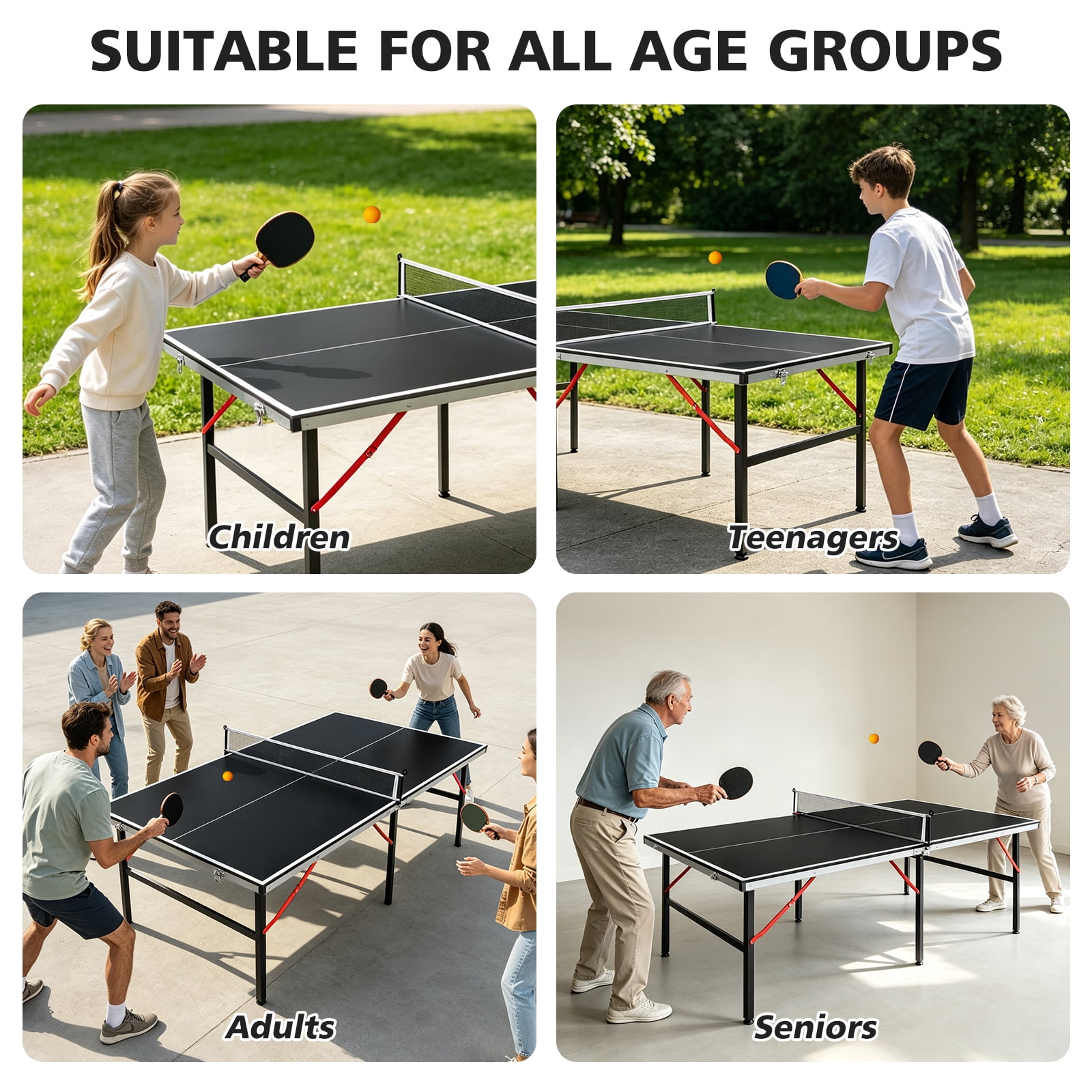 6ft Folding Table Tennis Table, Aluminum Alloy Frame, Foldable Design, Complete Set