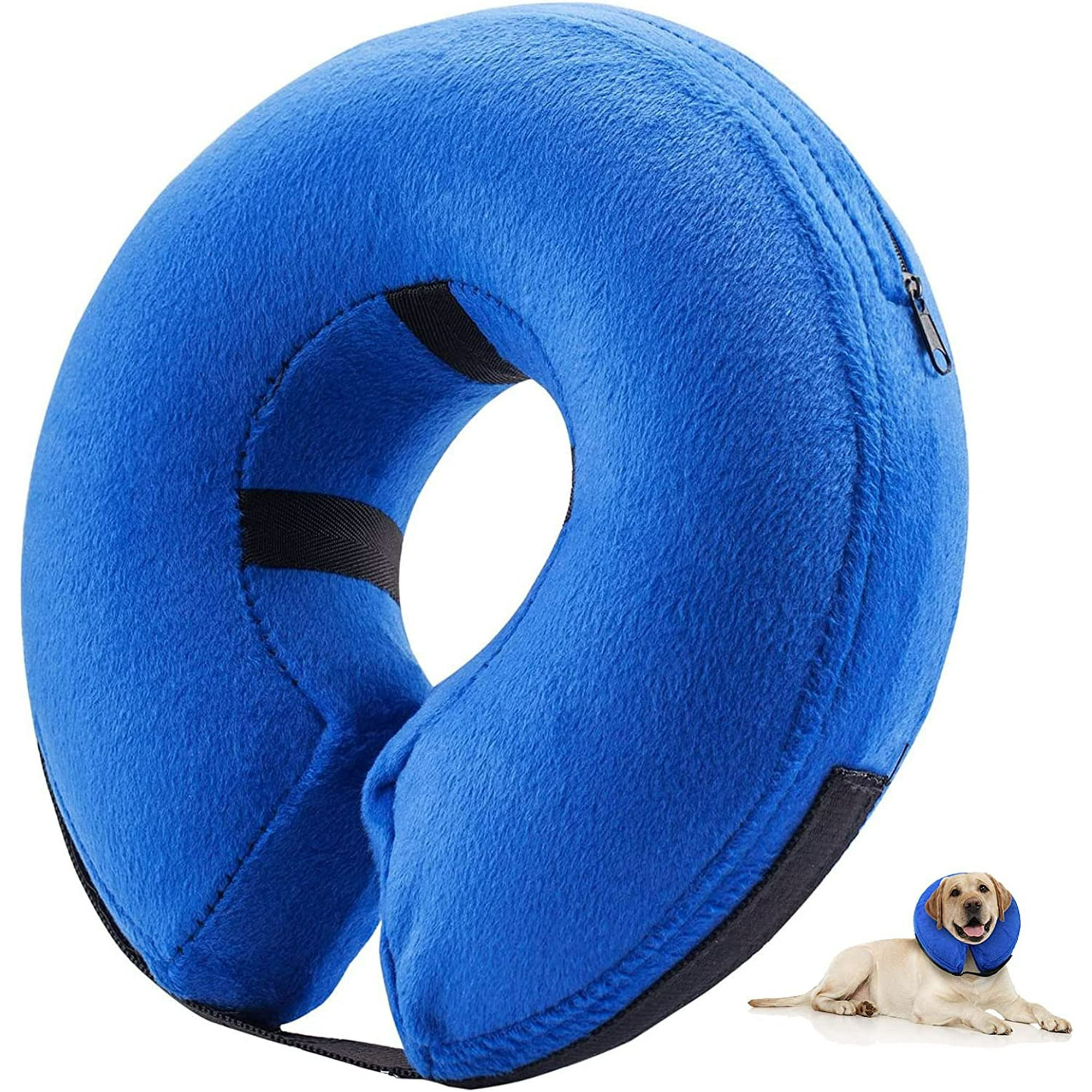 HAHDAXIA Dog Cone After Surgery Protective Inflatable Collar Blow Up Dog Collar Pet Recovery Collar for Dogs and Cats Soft Large 12 18 Blue Walmart