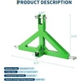 thumbnail image 2 of Mescukay 3-Point Quick Hitch for Cat 1 Tractors, 2" Receiver Trailer Hitch Combo with Towing Hook, Heavy Duty Drawbar Attachment, 2 of 8