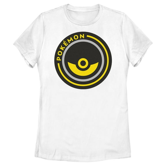 Women's Pokemon Pokeball Circle Badge  Graphic Tee White 2X Large