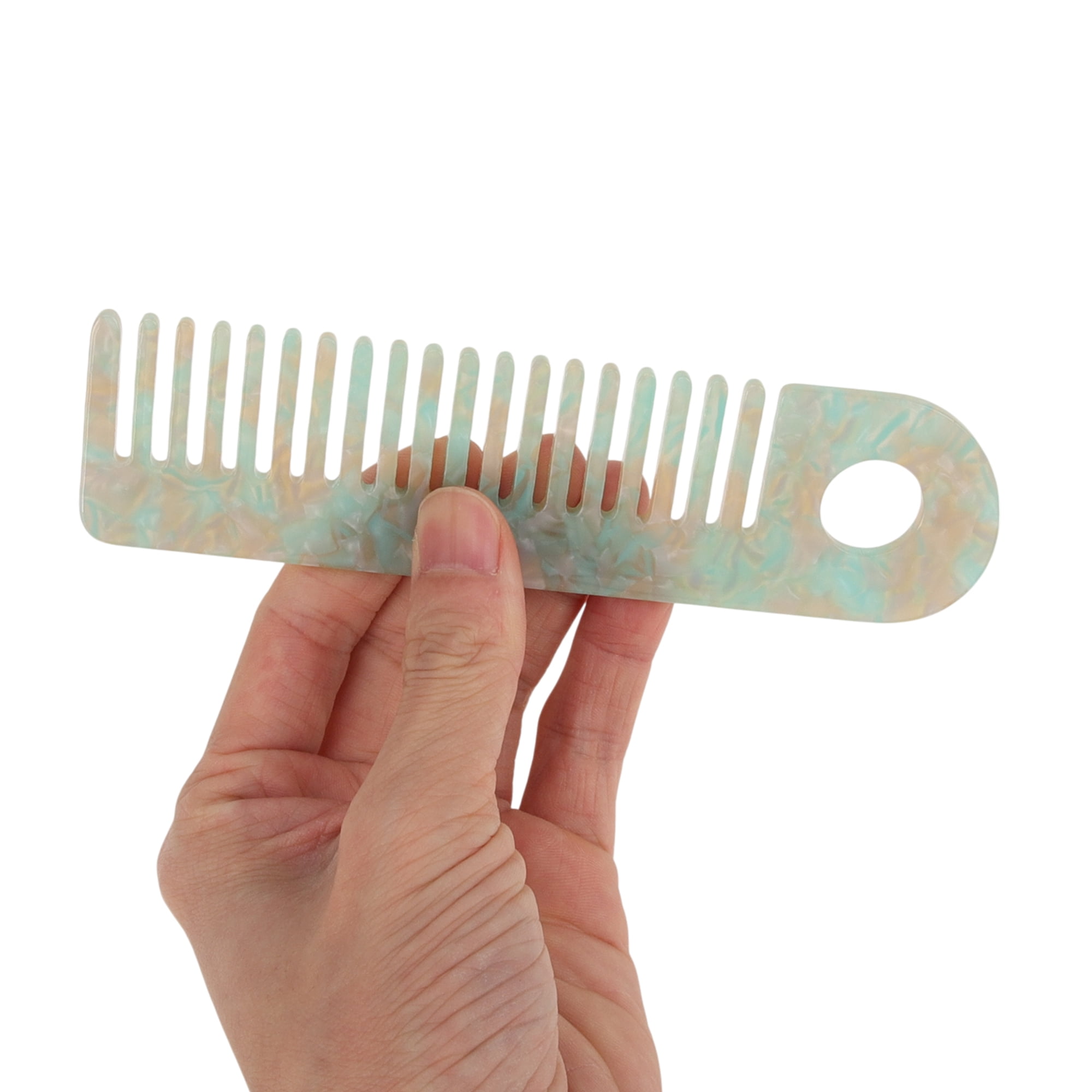 Unique Bargains 1 Pc Exquisite Marble Pattern Hair Comb for All Hair Types Cyan Blue