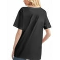 thumbnail image 3 of NAMTYQX Tops for Women Trendy Summer Fashion Plus Size Cool Graphic Muster Stretchy Round Neck Loose Fitting Short Sleeve Womens Spring Tops Black Size XL, 3 of 5