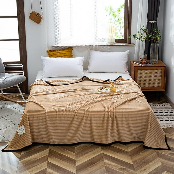 Feltree Couverture en Velours de Lait à Bordure Contrastée 100x150cm, Couverture de Sieste Épaissie pour Canapé Chaise & Lit, Décoration Maison Douce et Confortable avec Tissu Non-Boulochage