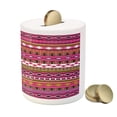 thumbnail image 3 of Pink Piggy Bank, Traditional Motifs and Borders Accents Vintage Native Folk Art, Ceramic Coin Bank Money Box for Cash Saving, 3.6" X 3.2", Multicolor, by Ambesonne, 3 of 4