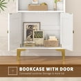 thumbnail image 4 of JOZ 5-Shelf Bookcase with Doors, Adjustable feet, Floor Standing Storage Cabinet for Home Office, White, 4 of 10