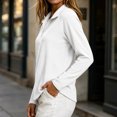 thumbnail image 5 of yeiolnoer Tops for Women Loose Fit Long Sleeve Casual Shirts Quarter Zip Lapel T Shirt for Athletic Workout(White,X-Large), 5 of 6