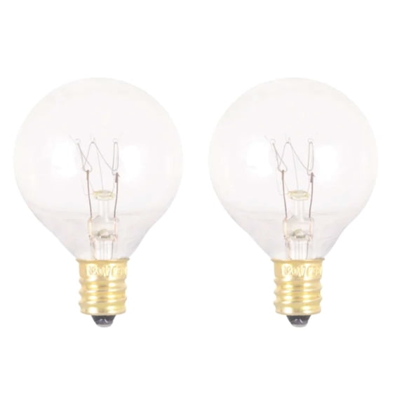 Great Value 25 Watt G12.5 Incandescent Replacement Bulbs, E12 Candelabra Base, Clear Glass, 2 Pack