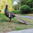 thumbnail image 4 of Wrought Iron Animal Painted Peacock Garden Statues With Solar Lights For Courtyard Balcony Decor, 4 of 13