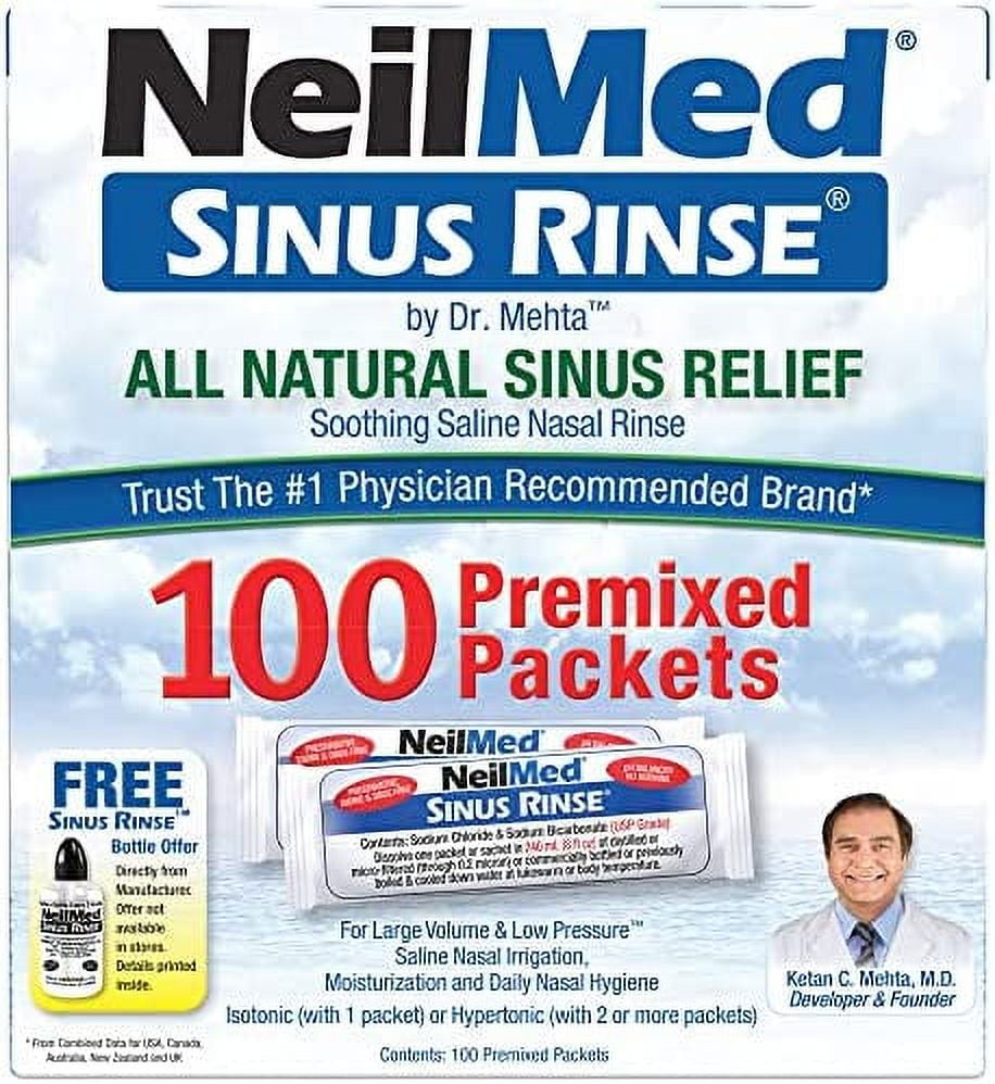 sinus rinse all natural relief premixed refill packets 100 count (pack of 1)