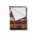 thumbnail image 2 of USA Soft Flannel Fleece Throw Blanket, Fourth of July Independence Day Weathered Retro Wood Wall Looking Country Emblem, Cozy Plush for Indoor and Outdoor Use, 50" x 70", Red Blue Tan, by Ambesonne, 2 of 5