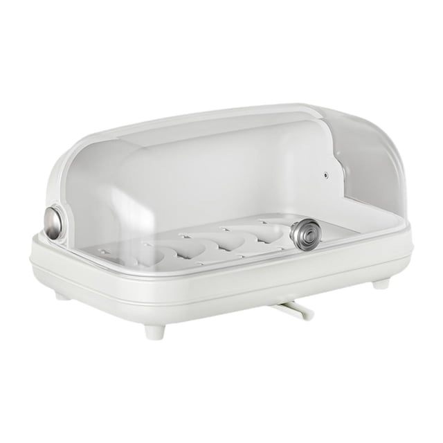 Caja de almacenamiento para vajilla con rejilla para secar biberones, 30 x 21 x 16 cm, transparente Blanco