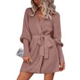thumbnail image 2 of Manteau d'Automne Hiver pour Femmes Cardigan Mi-Long Col Rond Trench-Coat Couleur Unie Mode Manteau Extérieur Ample Ouvert devant Manteau Manches Longues Tricoté, 2 of 7