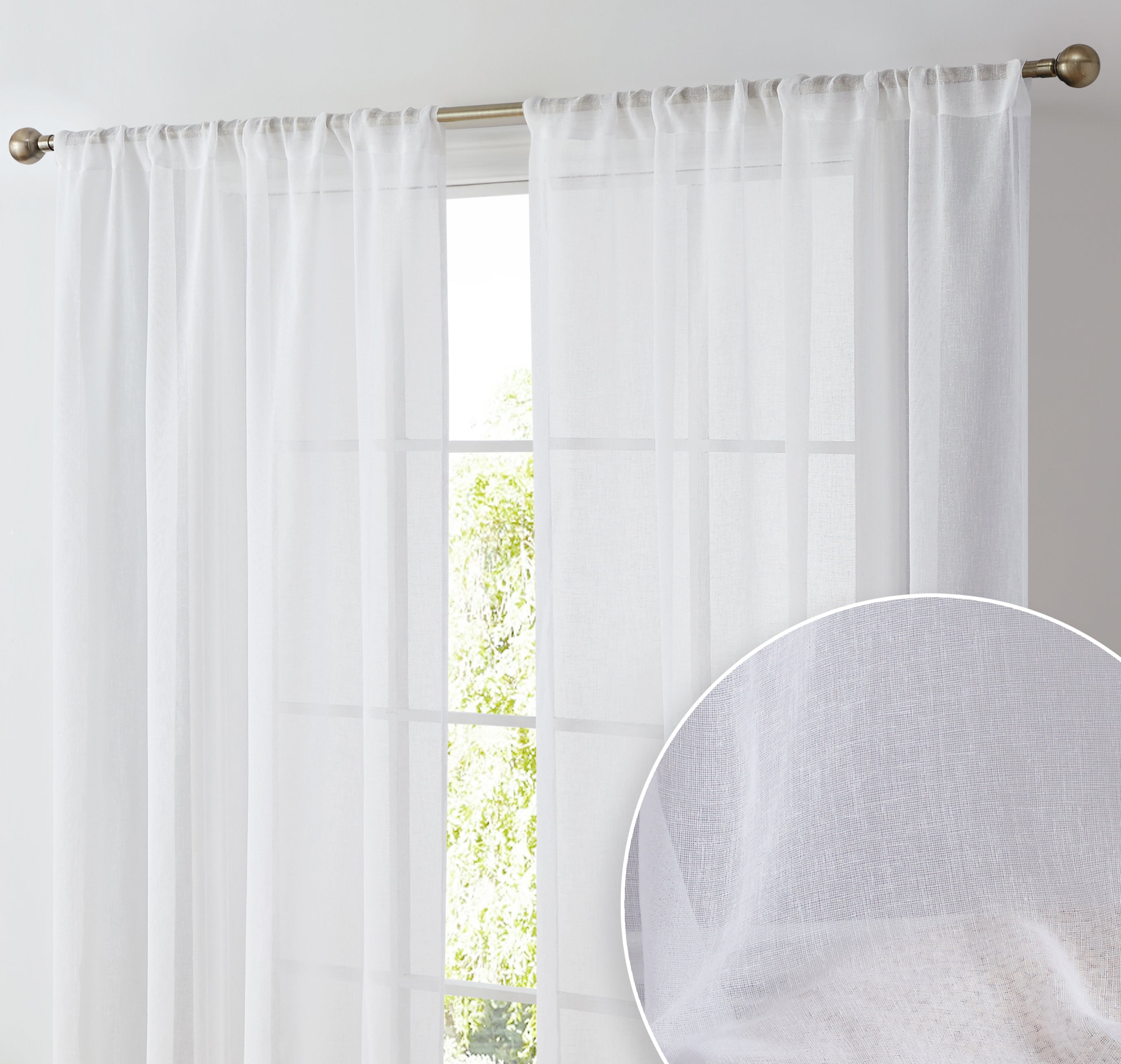 THD Zoey Faux Linen Textured Semi Sheer Window Rod Pocket Thick ...