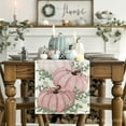 thumbnail image 2 of SM-XLHN Pumpkins Eucalyptus Leaves Fall Table Runner, Autumn Thanksgiving Kitchen Dining Table Decoration for Home Party Decor 13x72 Inch, 2 of 6