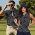 thumbnail image 2 of Jeiento Black Leopard Print Matching Golf Shirts for Couples Mens Short Sleeve Zip Collar Golf Shirts Womens Sleeveless Tennis Tank Tops Quick Dry Moisture Wicking Summer Couple Golf Outfit Set, 2 of 7
