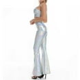 thumbnail image 4 of DHFJKG Women's Leather Flare Pants Sparkly Slim Fit Bell Bottom Pants For Festive Party Stylish Trousers, 4 of 5