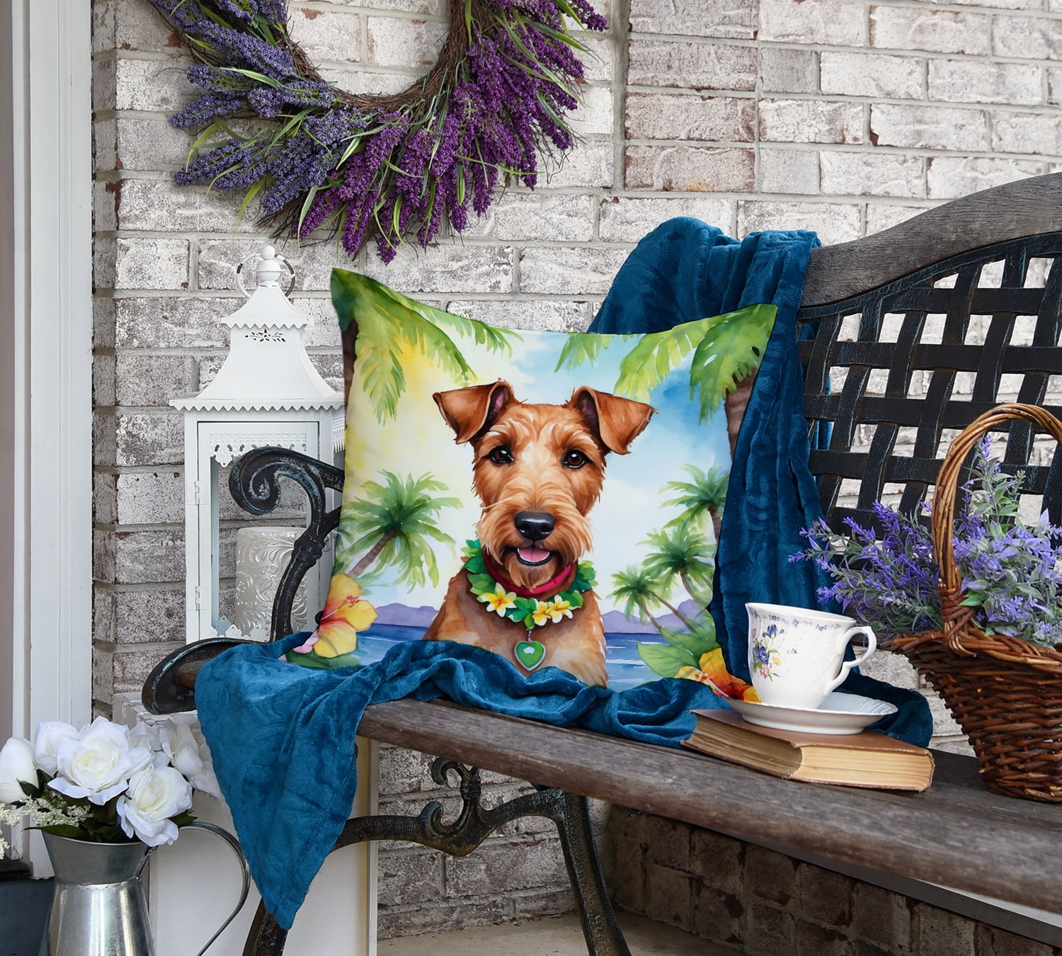 Irish Terrier Luau Throw Pillow 18 in x 18 in