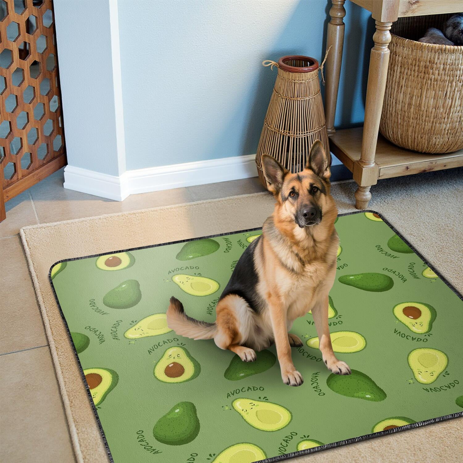 Fruit Themed Washable Dog Pee Pads, Reusable Absorbent Training Pad with Stay-in-Place Back for Tiles (Fruit patterns, 48"x48")