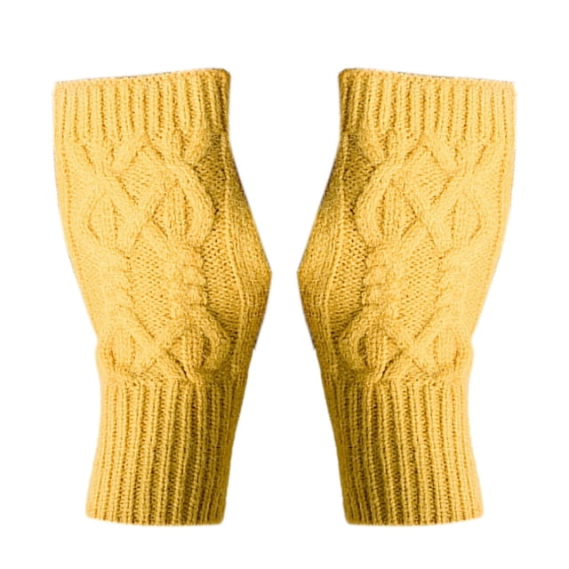 1 Pair Solid Color Ribbed Cuffs Thumbhole Design Knitted Gloves Unisex Korean Style Half-finger Mittens Arm Warmers