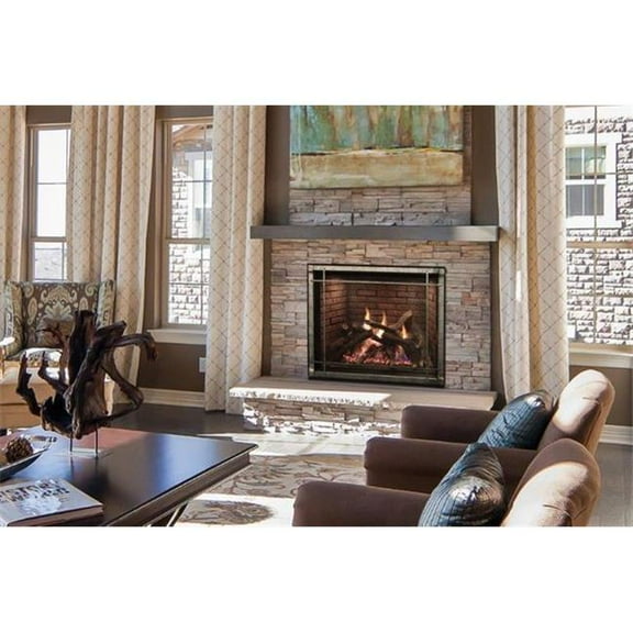 Empire DVCT50CBP95P 58.5 in. Rushmore Clean Face Direct Vent Gas Fireplace with MF Remote, Propane