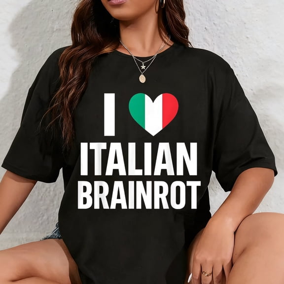100% Cotton I Love Italian Brainrot Meme Funny Boys Kids Brain Rot T-Shirt