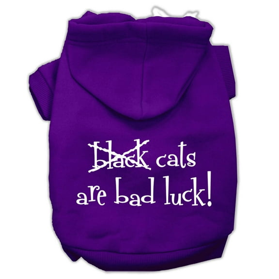 Halloween Pet, Dog Cat Hoodie Screen Printed, "Black Cats Are Bad Luck"