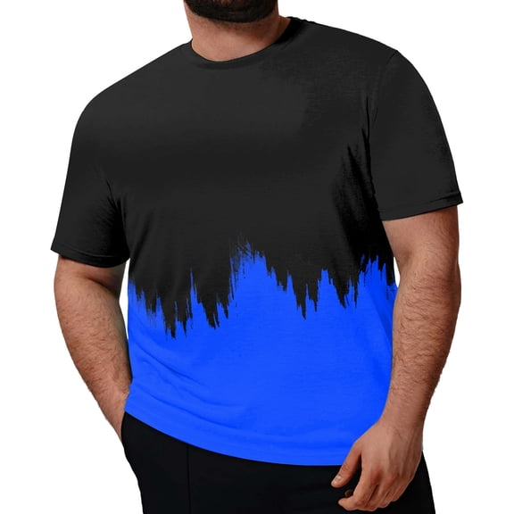 Mens Plus Size Gradient T Shirt – Comfy Oversized Fit Men T Shirts – Essential Men's Clothing for Daily Work Party (Size XXL-7XL)