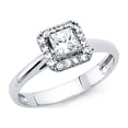 thumbnail image 2 of 0.75ct Halo Princess & Round Set CZ Bridal 14k Yellow Gold Engagement Ring, 2 of 2
