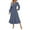 Blue XL, variant on Fall Winter Women Dress Long Lantern Sleeves A-line Round Neck Big Hem Dot Applique Pleated Solid Color Dating Commuting Midi Dress