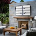 thumbnail image 3 of Outdoor TV Cover 52x30x4.5in, Nautical Blue Anchor White Grey Stripe Weatherproof TV Screen Protector with Zipper, Summer Marine Style Outside Television Cover Fits Up to 52-55", 3 of 9