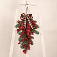 thumbnail image 3 of Christmas Teardrop Swag with Light,Artificial Door Swag Red Berry Pine Cone Wreath with Buffalo Plaid Bow for Front Door Wall Windows Holiday Farmhouse Decor, 3 of 9