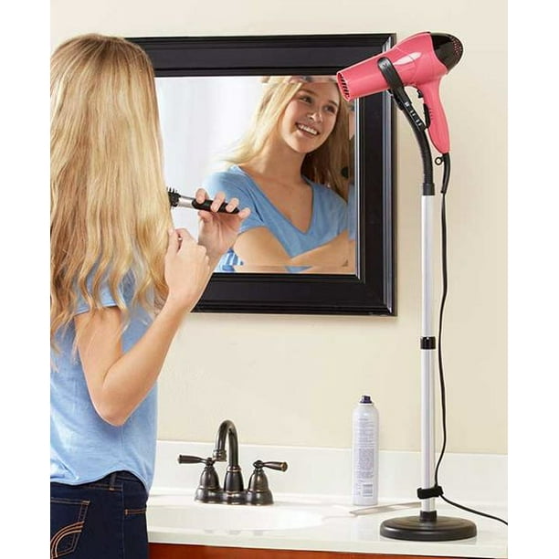 Hands Free Hair Dryer Stand Holder - Height Adjustable & Rotating Blow Dryer  Mount Stand For Handsfree Drying - Perfect For Curling, Drying,  Straightening Hair 