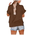 thumbnail image 4 of Womens Summer Knit Tops 2026 Hollow Out Crewneck Cute Ruffle Short Sleeve Womens T Shirts Blouses, 4 of 6