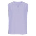 thumbnail image 3 of JFGHDG Linen Sets for Women 2 Piece Womens Linen Outfit Two Piece Summer Sleeveless Tank Tops Gauze Tshirt Wide Leg Elastic Waist Casual Linen Pant Set Light Violet M, 3 of 8