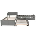 LShaped Platform Beds with Trundle and Storage Drawers , Wooden Twin
