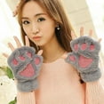 thumbnail image 5 of US Cat Claw Bear Paw Gloves Women Warm Plush Faux Fur Cosplay Fingerless Mittens, 5 of 5
